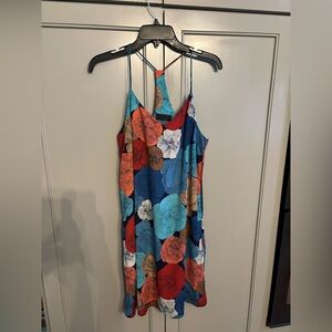 Verse VERSACE Trapeze Dress Small Sleeveless Flowy Bold Floral Racer Back Tank